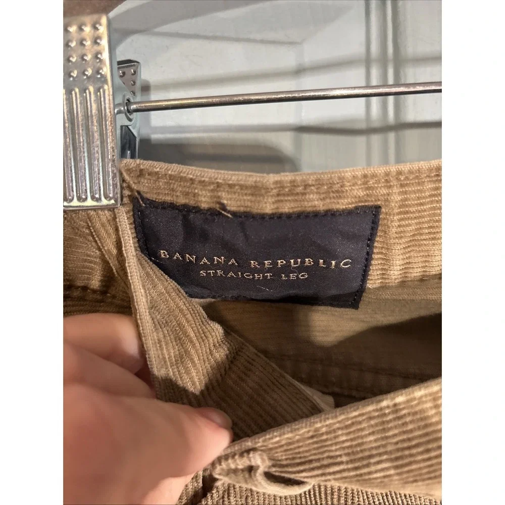 Banana Republic Pants Men 36 x 34 Beige Corduroy 100% Cotton Straight Leg‎